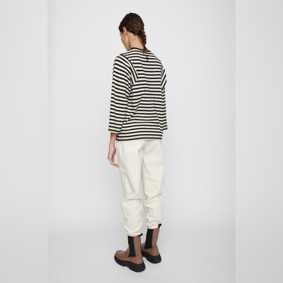 Just Female Black and White Striped Long Sleeve Top Size Medium Organic Cotton - Picture 7 of 16